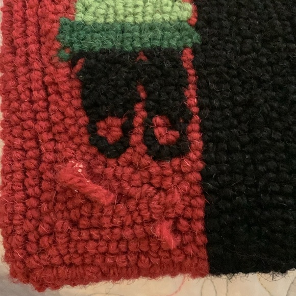 VINTAGE NEEDLEPOINT PEKING HANDICRAFT LINNEA RILEY-CHRISTMAS BLACK CAT WOOL - Picture 3 of 8